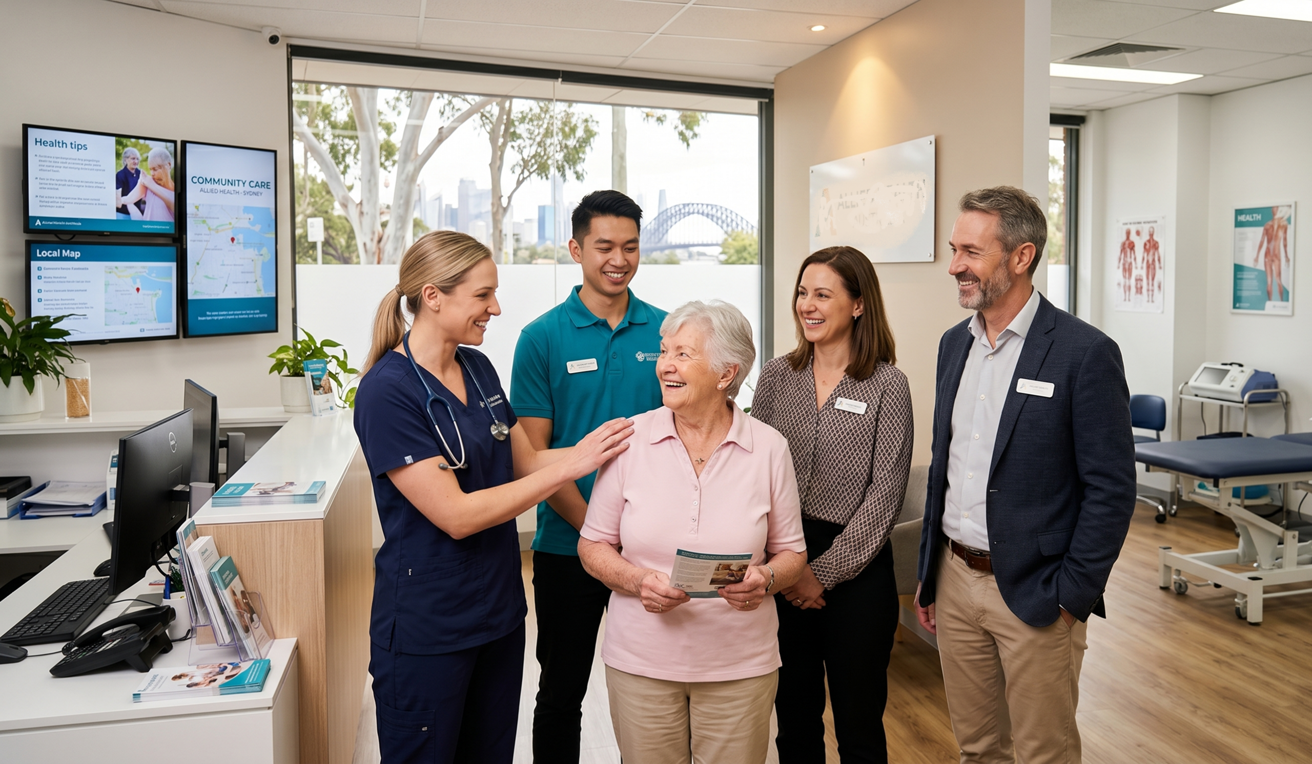 Professional Allied Health Team and Patient in a Modern Australian Clinic Setting